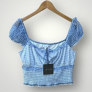 🎉5 for $45 🎉 NWT Lelis Crop Top Blouse Shirt Size L Blue